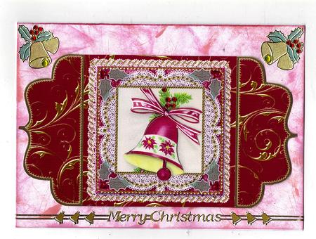 Christmas Bell 1 Lace Bracket Wrap Card by Teresa Savin