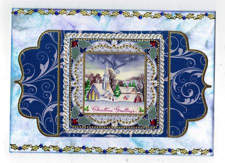 Christmas Church 1 Lace Bracket Wrap Card by Teresa Savin