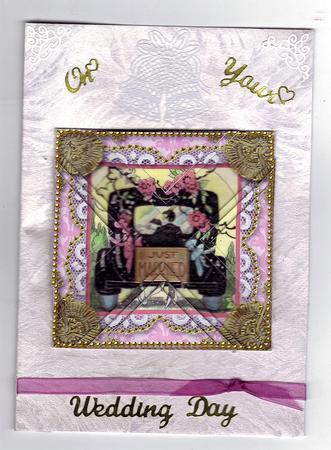 Just Married Car Vintage Lace Mini 4in Triangle Stacker by Teresa Savin