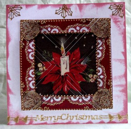Christmas Candle Bouquet 2 Lace Mini 4in Triangle Stacker by Teresa Savin