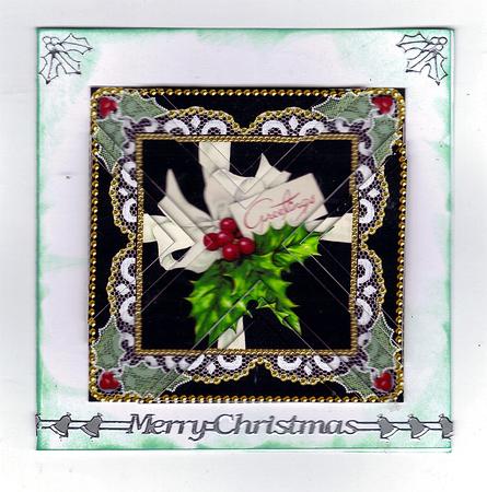 Holly Greetings 2 Vintage Lace Mini 4in Triangle Stacker by Teresa Savin