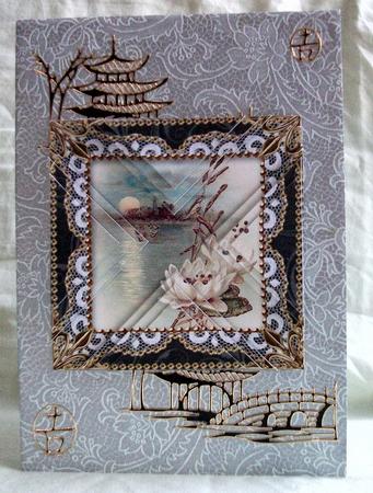Oriental Lily Lace Mini 4in Triangle Stacker by Teresa Savin