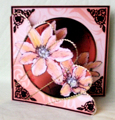 Clematis Quick Card with Fan Pyramage Topper by Teresa Savin
