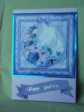 Spring Flowers Lace Quick Card with Fan Pyramage Topper by Teresa Savin