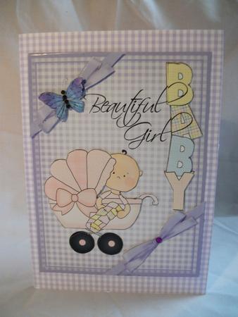 Beautiful Baby Girl Card Front & Decoupage by Teresa Savin