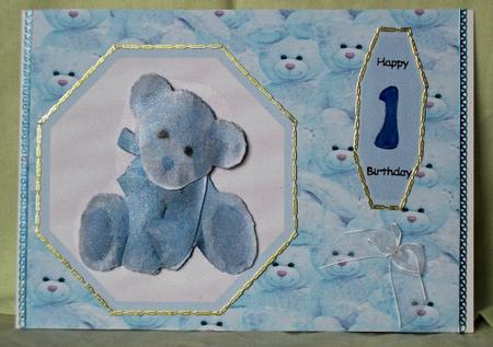 Blue Bear Step by Step on a Plate Card by Teresa Savin
