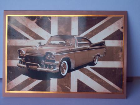 Old Vintage British Car on Vintage British Flag by Teresa Savin