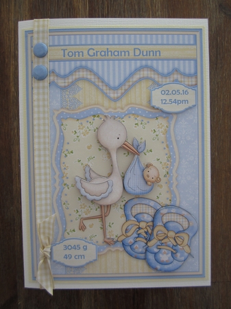 Here Comes the Baby New Baby Boy Topper & Decoupage by Terry Perks