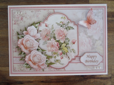 Vintage Peach Roses Card Topper & Decoupage by Terry Perks