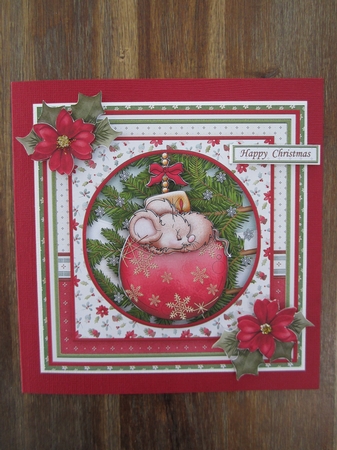 CHRISTMAS MOUSE ON BAUBLE 8x8 Decoupage & Insert Mini Kit by Terry Perks