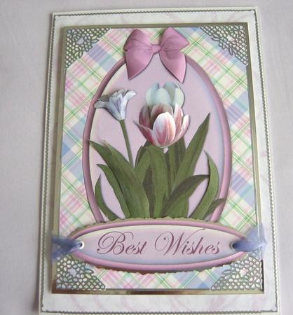Tulips in Oval Quick Card by Thelma Bayles