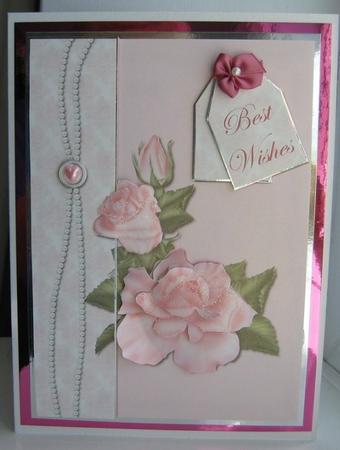 Pink Roses Quick Card by Thelma Bayles