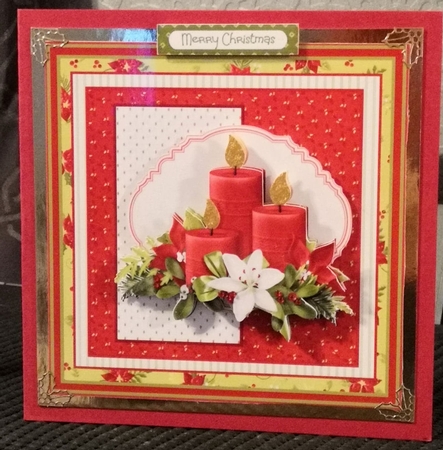 Christmas candles 6x6 card by Thelma Reynolds