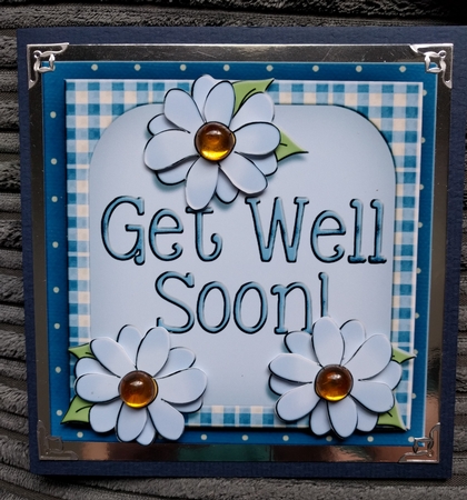 Get Well Soon Blue Daisy Topper by Thelma Reynolds