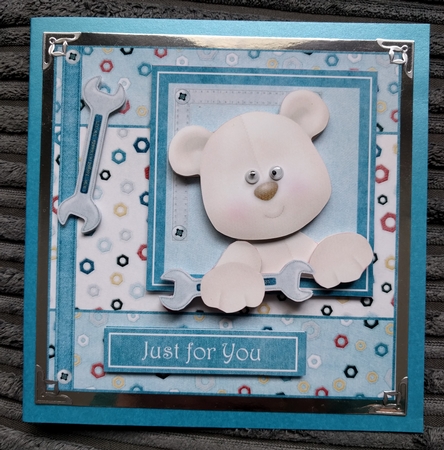 Spanner Fix-it Bear Topper/Card Front by Thelma Reynolds