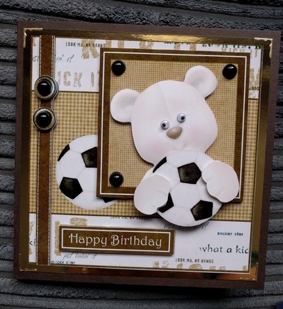 Kick It Football Bear Topper/Card Front by Thelma Reynolds