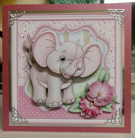 BABY ELEPHANT I REMEMBERED 8x8 Birthday Decoupage & Insert Mini Kit by Thelma Reynolds