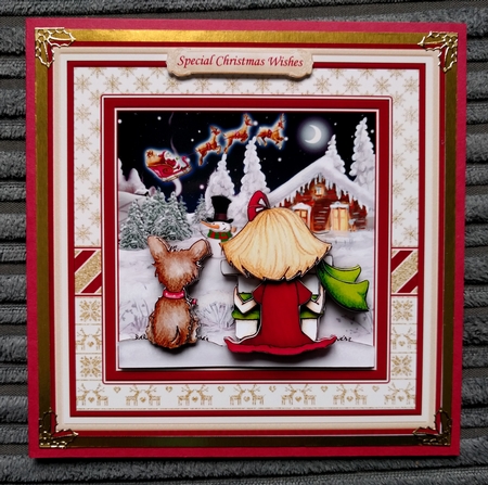 WATCHING FOR SANTA 8x8 Christmas Decoupage & Insert Mini Kit by Thelma Reynolds