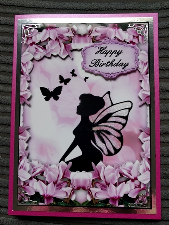 Fairy Silhouette - A5 card front with decoupage by Thelma Reynolds