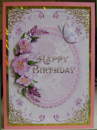 Happy Birthday Flowers and Butterfly by Thelma Reynolds