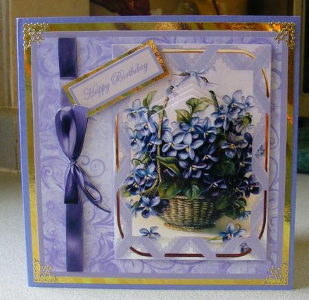 Basket of Violets Card Front and Topper by Thelma Reynolds
