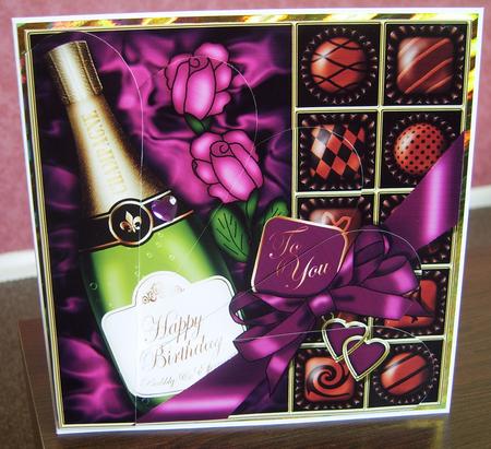 8 x 8 Birthday Champers Chocs & Roses Fan Pyramage Kit by Thelma Reynolds