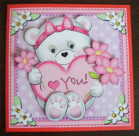 8 x 8 3D Teddy Tess's Heart Kit with 3D Decoupage by Thelma Reynolds