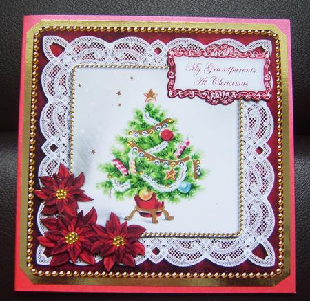 Red Tree Grandparents at Christmas 8in Sentiment Topper by Thelma Reynolds