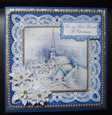 Blue Village Best Friend at Christmas 8in Sentiment Topper by Thelma Reynolds