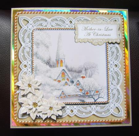 Ice Church Mother in Law at Christmas 8in Sentiment Topper by Thelma Reynolds