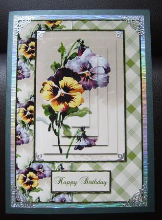 Beautiful Vintage Painted Flowers A5 Quick Card by Thelma Reynolds