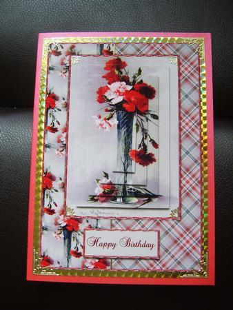Beautiful Vintage Painted Carnations A5 Quick Card by Thelma Reynolds