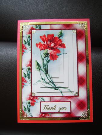 Beautiful Vintage Painted Carnation A5 Quick Card by Thelma Reynolds