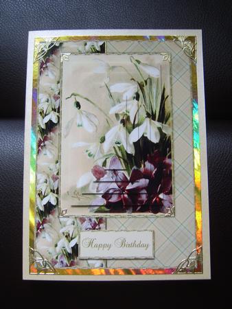 Beautiful Vintage Painted Flowers A5 Quick Card by Thelma Reynolds
