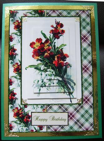 Beautiful Vintage Painted Flowers A5 Quick Card by Thelma Reynolds