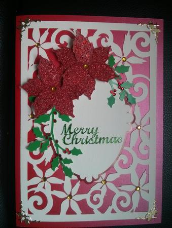 Poinsettias and Holly Sprigs Topper by Thelma Reynolds