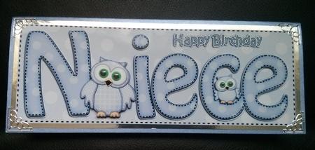 Large Dl Birthday Niece Owls 3D Decoupage by Thelma Reynolds