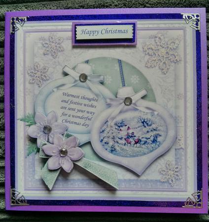 Christmas Baubles Sleigh Ride Decoupage 8x8 Mini Kit by Thelma Reynolds