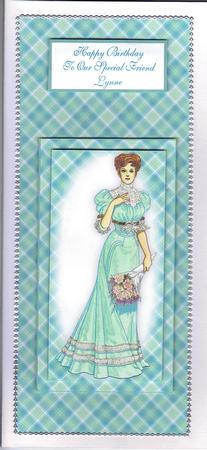 Fashionable Vintage Lady in Teal Dl Card Kit by Therese Eke