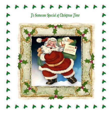 Santa is Here 8x8 Quick Square Christmas Card Front by Therese Eke