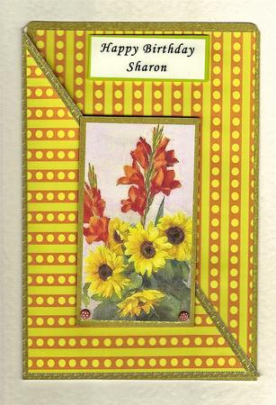 Sunflower and Gladdioli Corner Card by Therese Eke