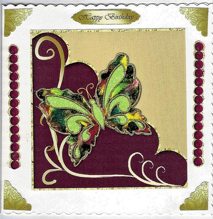 Beautiful Butterfly on Scalloped Edge Card Front / Topper by Therese Eke