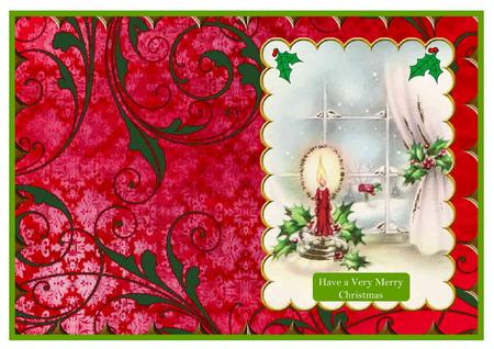 Christmas Candle Window 1 Scallop Edge Card by Therese Eke