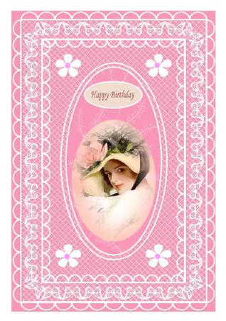 Butterfly Lace A4 Card Front in Bright Pink by Therese Eke