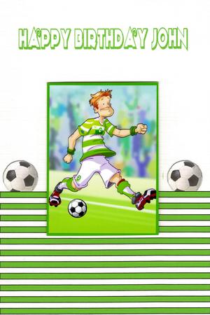 Football Dude Green and White A4. by Therese Eke