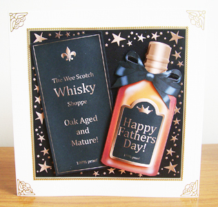 Fathers Day Whisky Quick Card with 3D Decoupage by tina bing