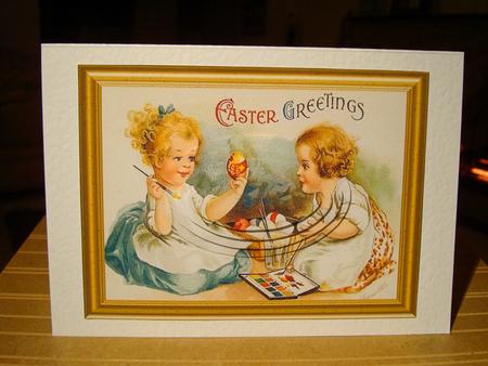 Vintage Easter Eggs Card Front by tina bing