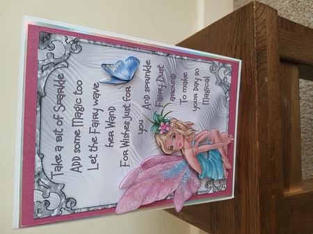 Magical Fairy 1 - 7x5 inch card front with decoupage, by Tina Fair