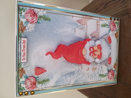 Christmas Gnome Decoupage A5 Topper 3 by Tina Fair