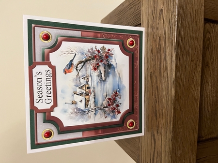 Christmas Bird Winter Scene Topper 4  6x6 by Tina Fair